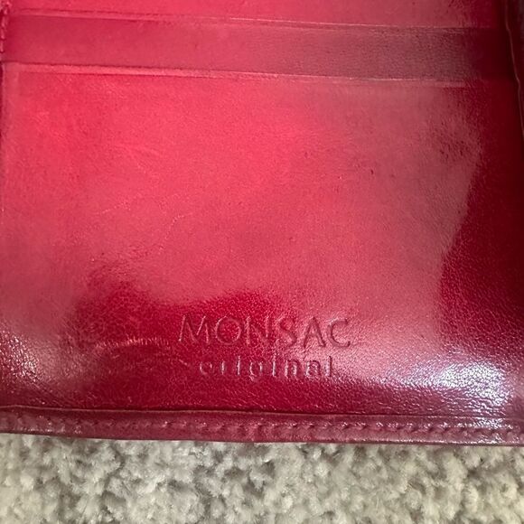 Monsac Original Red Leather Wallet 4.5”x4.5” - Picture 7 of 11